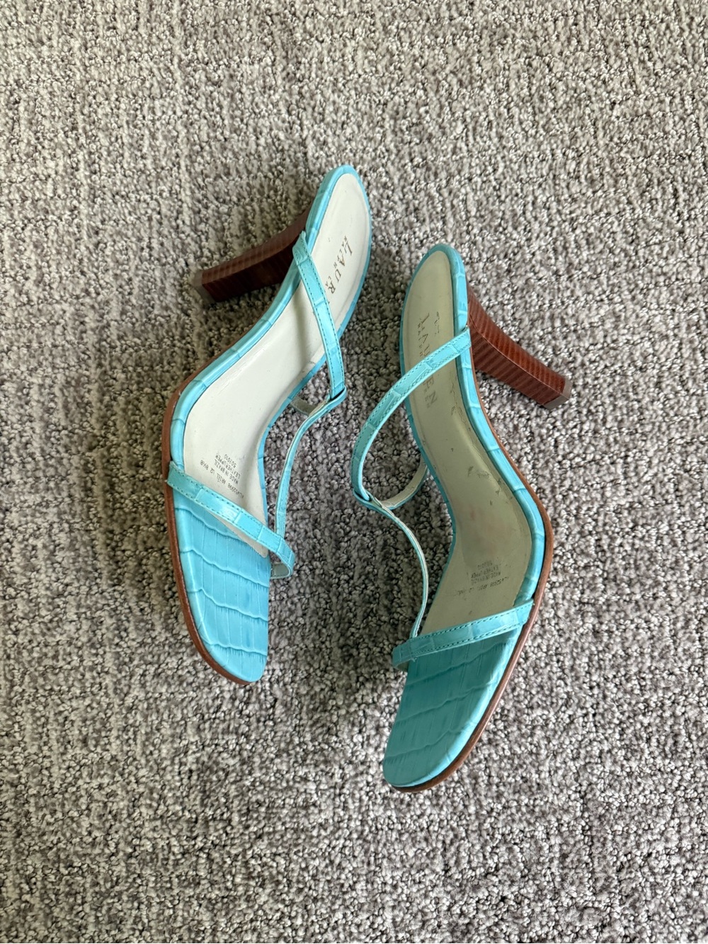 Ralph Lauren Blue T Strap Sandal Heels